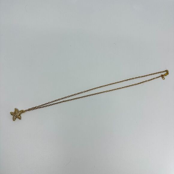 J. Crew Necklace Starfish Rhinestones Gold Tone Estate Costume Beach Ocean - Picture 8 of 10